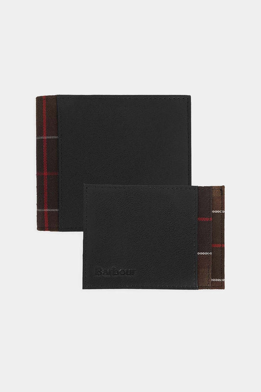 Geschenkset Geldbörse und Kartenetui aus Leder/Tartan