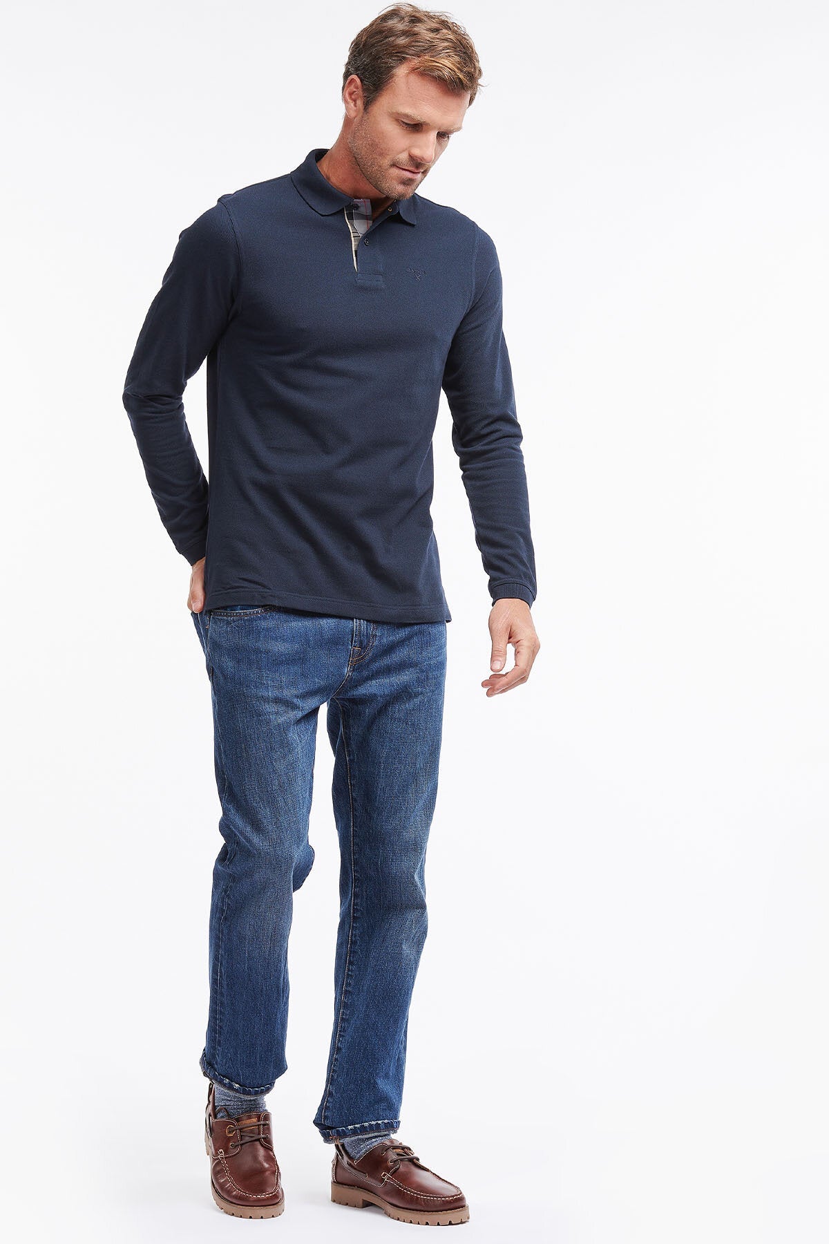 Essentielles Langarm-Poloshirt