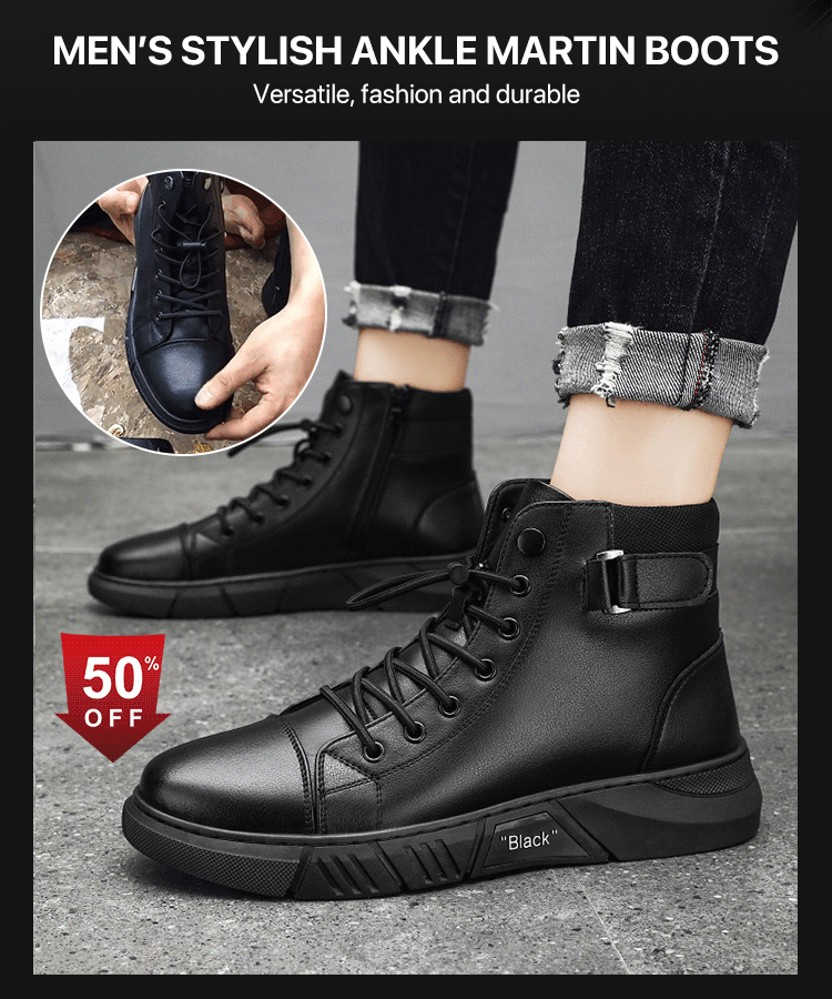 Freizeitstiefel für Herren aus echtem Leder, vielseitig, im Martin-Stil