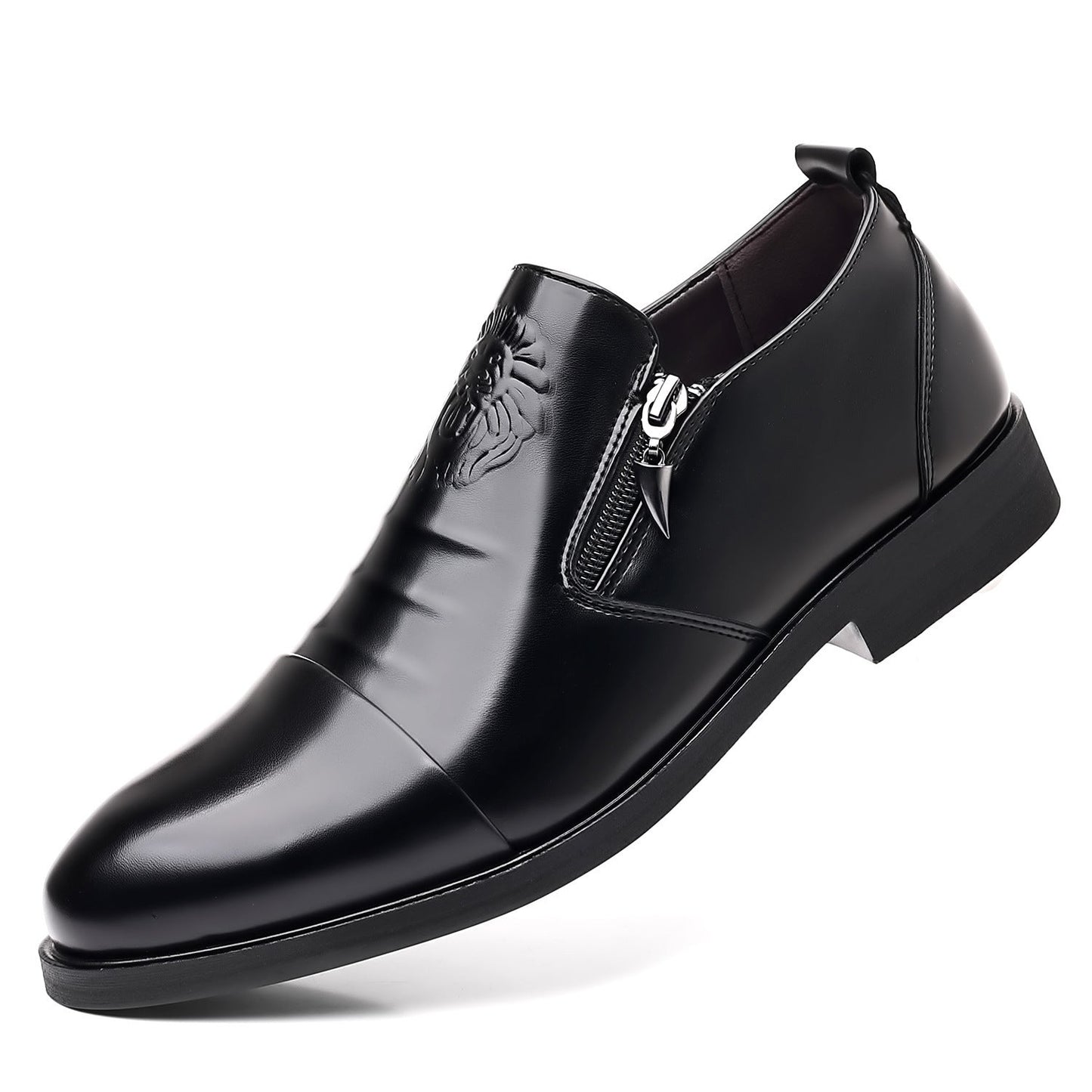 Italienische handgeprägtes Leder-Stiefeletten mit Reißverschluss