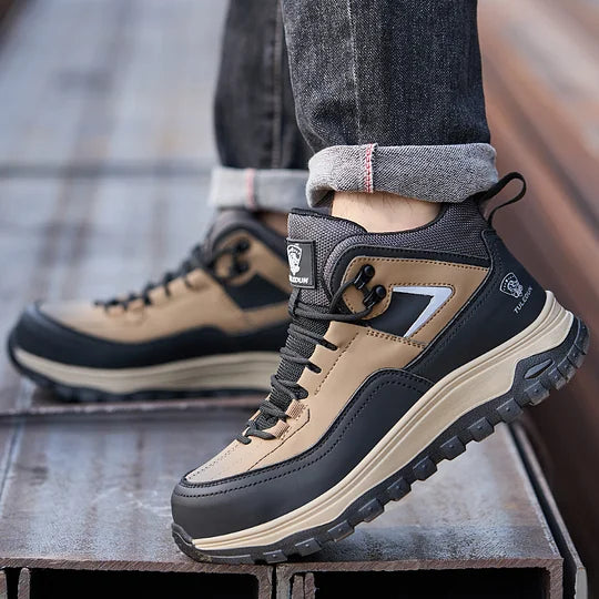 Orthopädische Schutzstiefel für Herren zum Wandern/Arbeiten - Wasserdicht, Rutschfest, Stoßfest, Durchtrittsicher - Breite Zehenbox, Fußgewölbestütze, Knöchelstütze