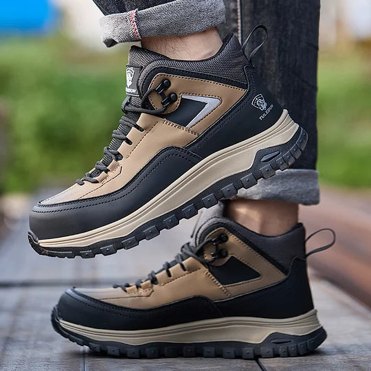 Orthopädische Schutzstiefel für Herren zum Wandern/Arbeiten - Wasserdicht, Rutschfest, Stoßfest, Durchtrittsicher - Breite Zehenbox, Fußgewölbestütze, Knöchelstütze