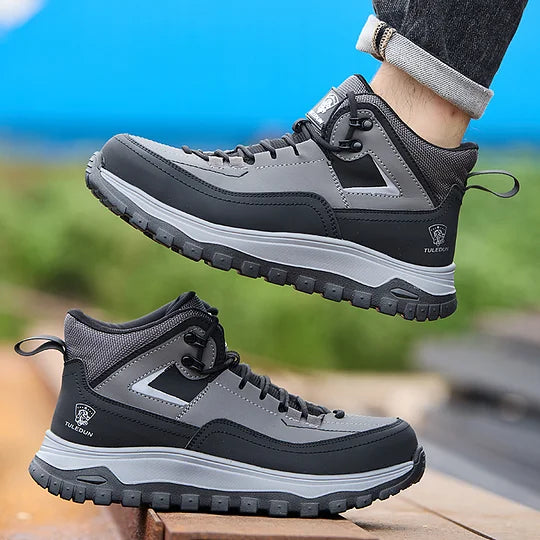 Orthopädische Schutzstiefel für Herren zum Wandern/Arbeiten - Wasserdicht, Rutschfest, Stoßfest, Durchtrittsicher - Breite Zehenbox, Fußgewölbestütze, Knöchelstütze