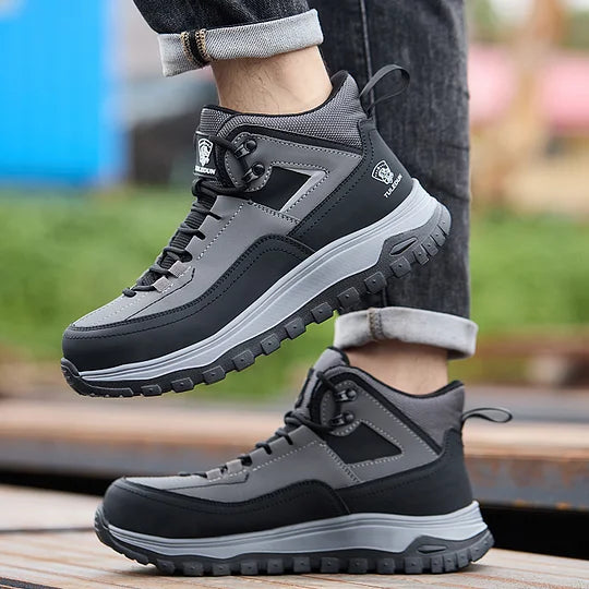Orthopädische Schutzstiefel für Herren zum Wandern/Arbeiten - Wasserdicht, Rutschfest, Stoßfest, Durchtrittsicher - Breite Zehenbox, Fußgewölbestütze, Knöchelstütze