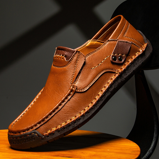 Men's Outdoor Casual Low-Top Slip-On Flat Handmade Leather Shoes