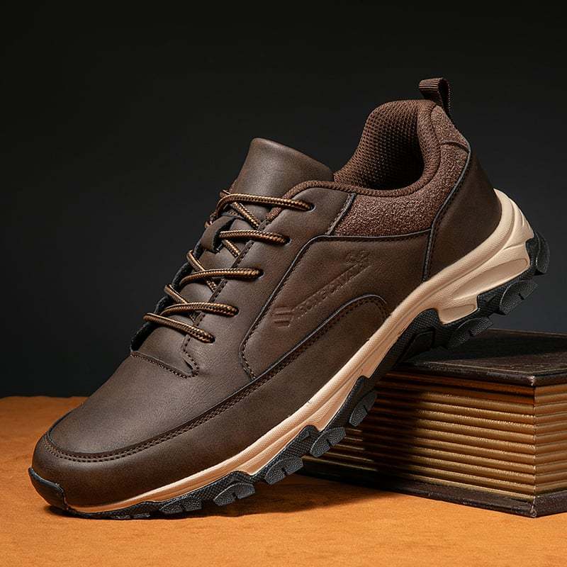 Bequeme Herren-Sneaker aus echtem Leder mit Fußgewölbeunterstützung und Stoßdämpfung