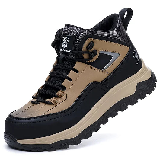 Orthopädische Schutzstiefel für Herren zum Wandern/Arbeiten - Wasserdicht, Rutschfest, Stoßfest, Durchtrittsicher - Breite Zehenbox, Fußgewölbestütze, Knöchelstütze