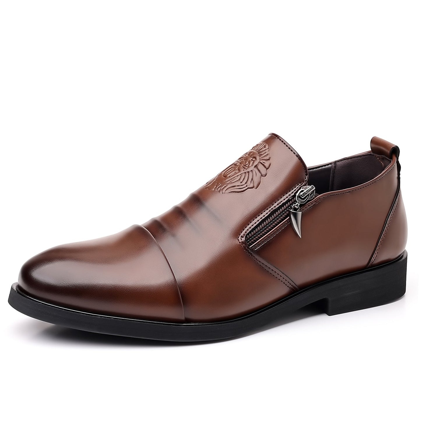Italienische handgeprägtes Leder-Stiefeletten mit Reißverschluss