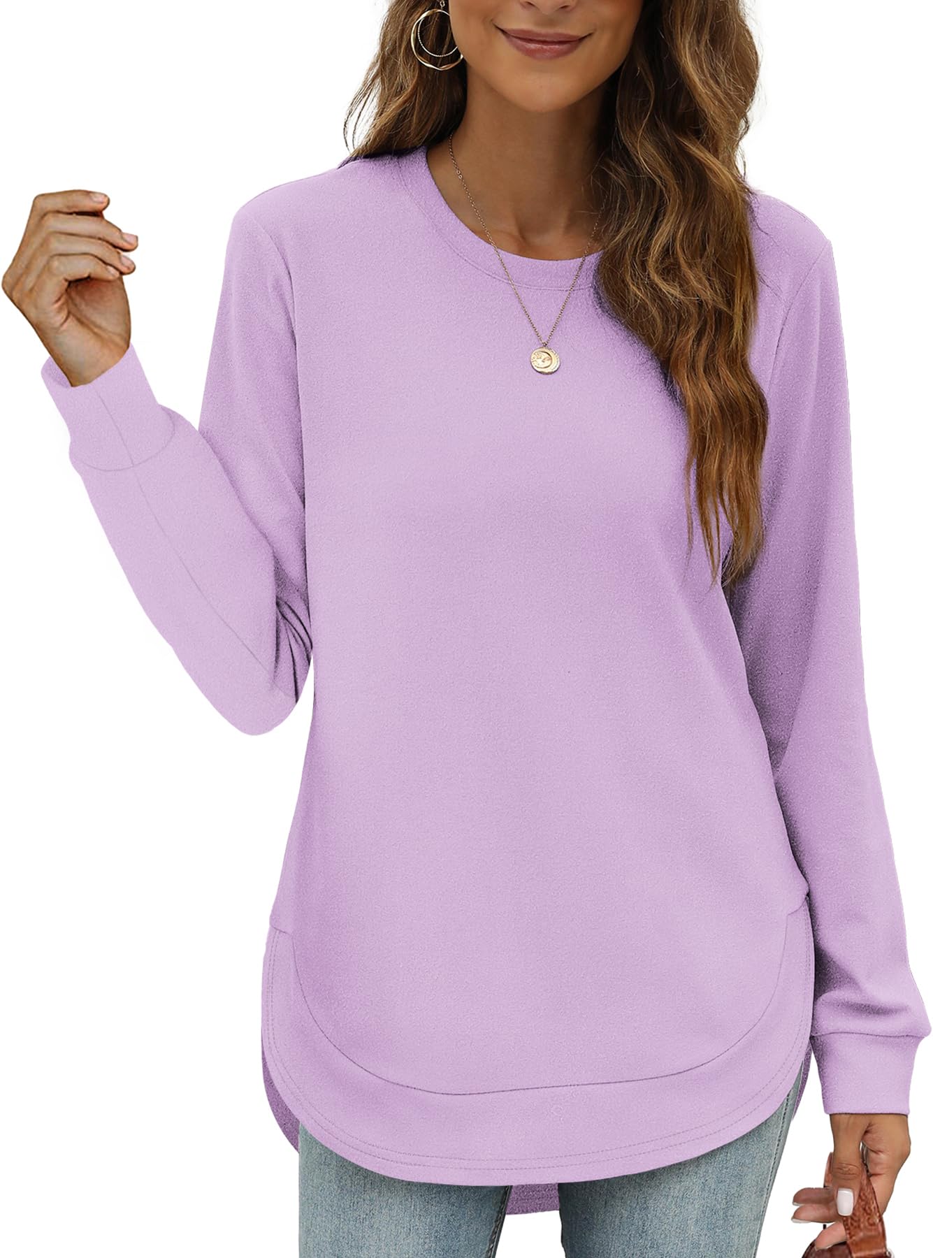Women's High Low Curved Hem Tops
