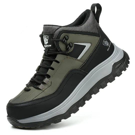 Orthopädische Schutzstiefel für Herren zum Wandern/Arbeiten - Wasserdicht, Rutschfest, Stoßfest, Durchtrittsicher - Breite Zehenbox, Fußgewölbestütze, Knöchelstütze