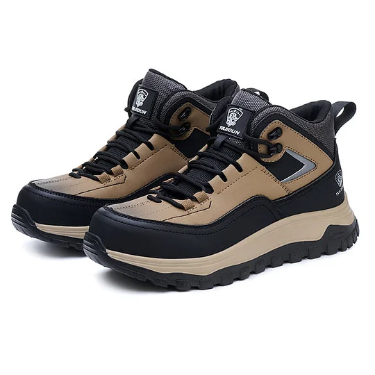 Orthopädische Schutzstiefel für Herren zum Wandern/Arbeiten - Wasserdicht, Rutschfest, Stoßfest, Durchtrittsicher - Breite Zehenbox, Fußgewölbestütze, Knöchelstütze