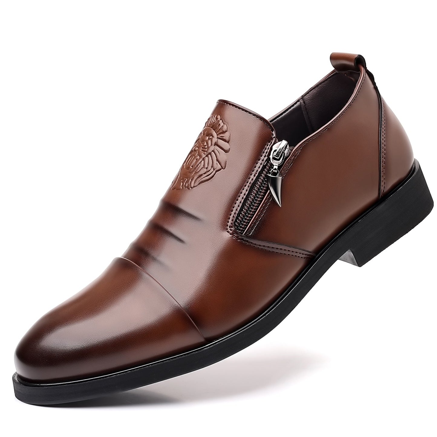 Italienische handgeprägtes Leder-Stiefeletten mit Reißverschluss