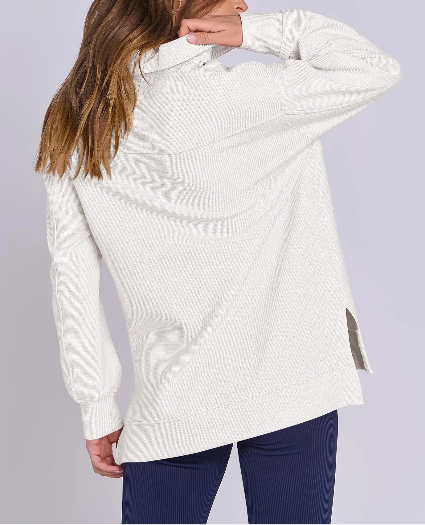 Oversized Strickpullover mit kurzem Reißverschluss für Damen