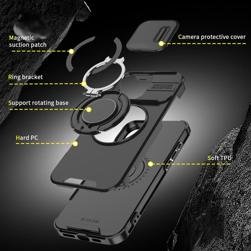 „ChubbyArmor 2.0“ Militärisches, stoßfestes Magnetgehäuse mit Kameraschutz und 360°-Ständerring