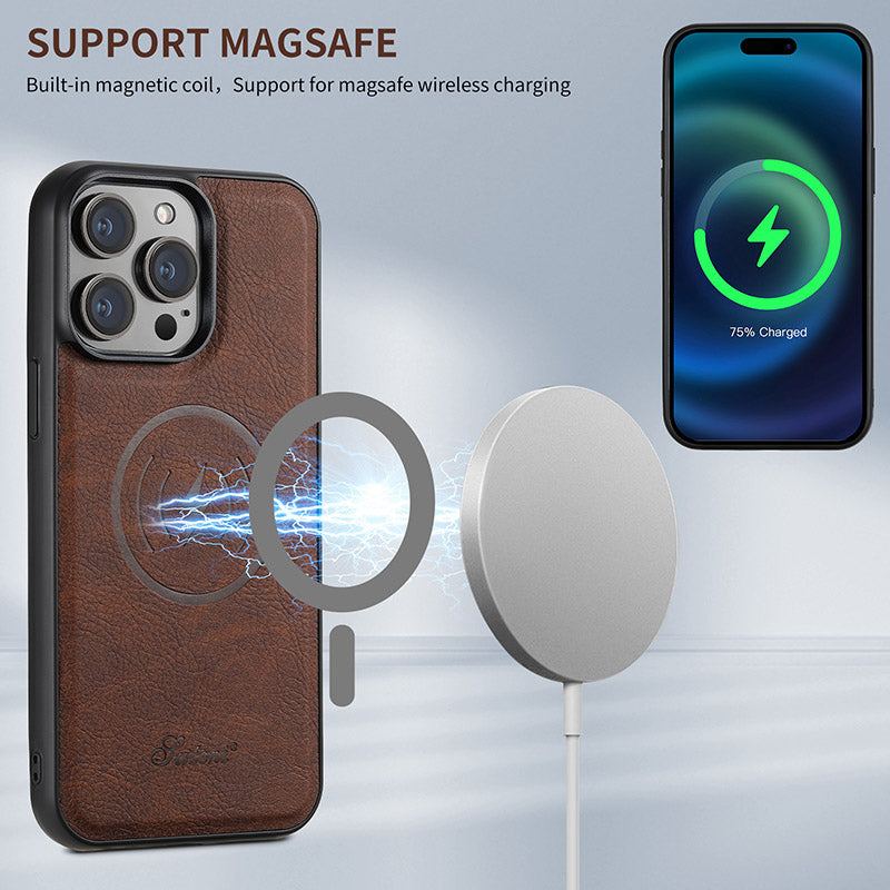 ChubbyArmor LuxeFlip – 2-in-1 Magnetische Lederhülle mit abnehmbarer Brieftasche – Magsafe-kompatibler Klappständer