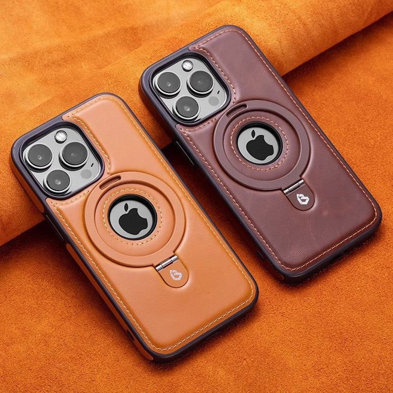 Klassische iPhone-Lederhülle mit Ständer und Magnetverschluss