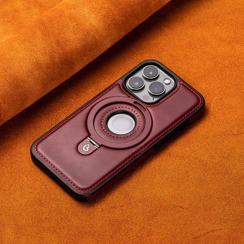 Klassische iPhone-Lederhülle mit Ständer und Magnetverschluss