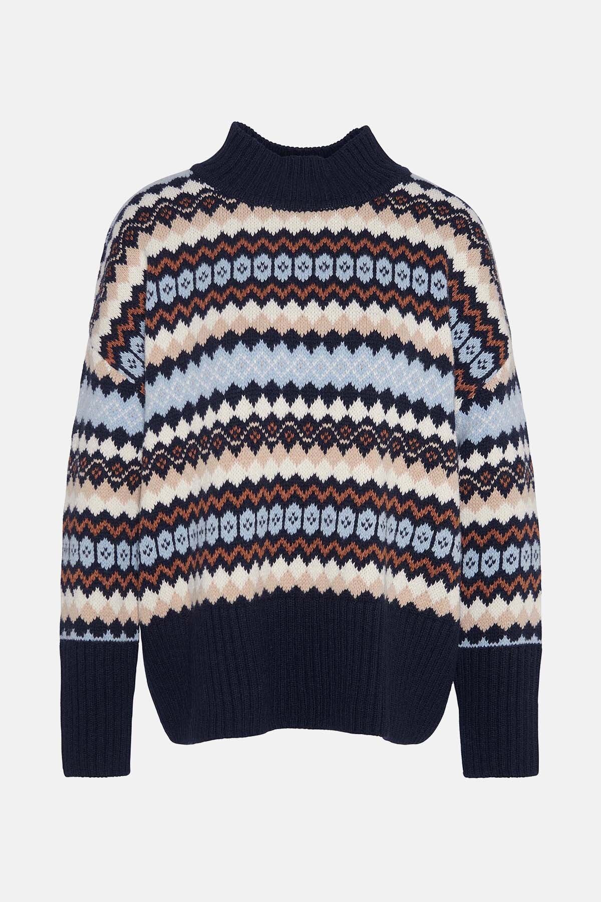 Larisa Fair Isle Pullover mit hohem Kragen