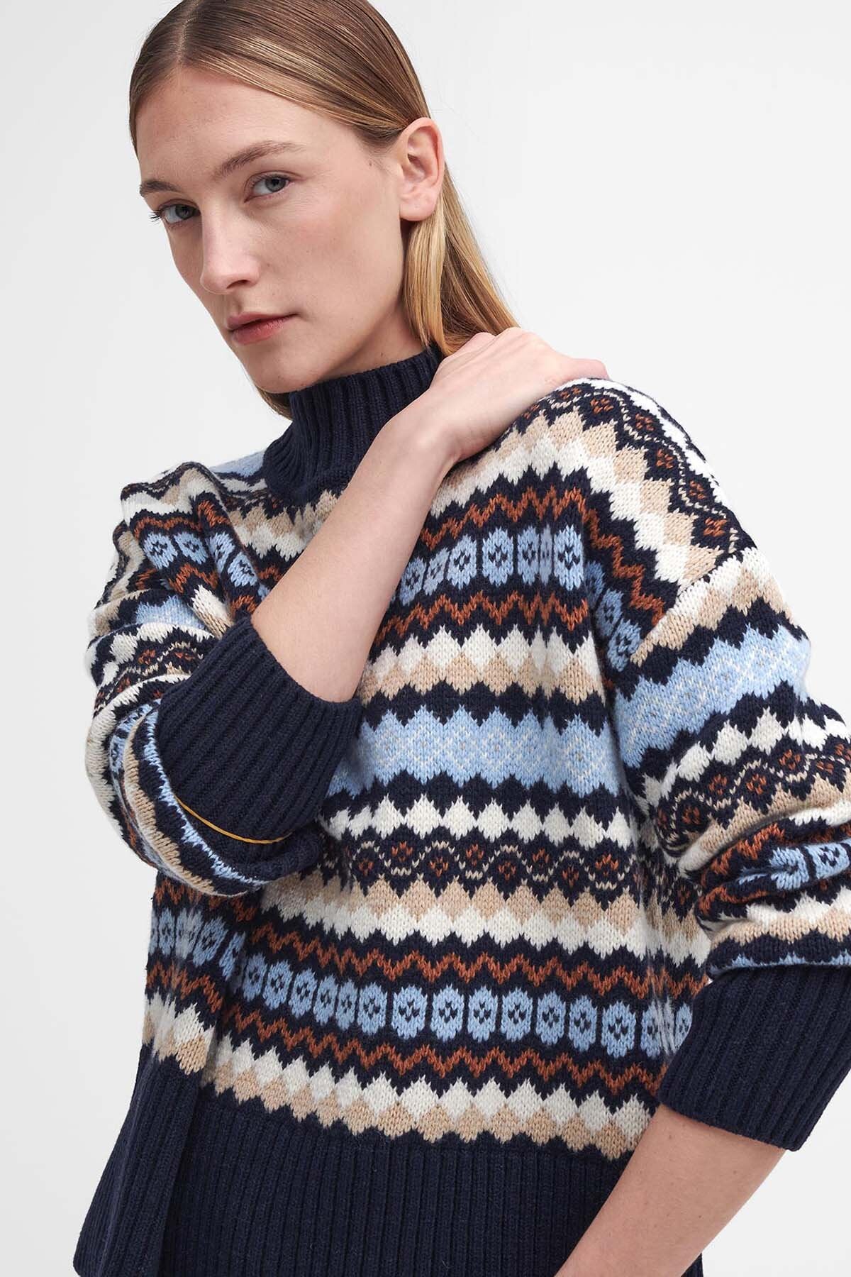 Larisa Fair Isle Pullover mit hohem Kragen