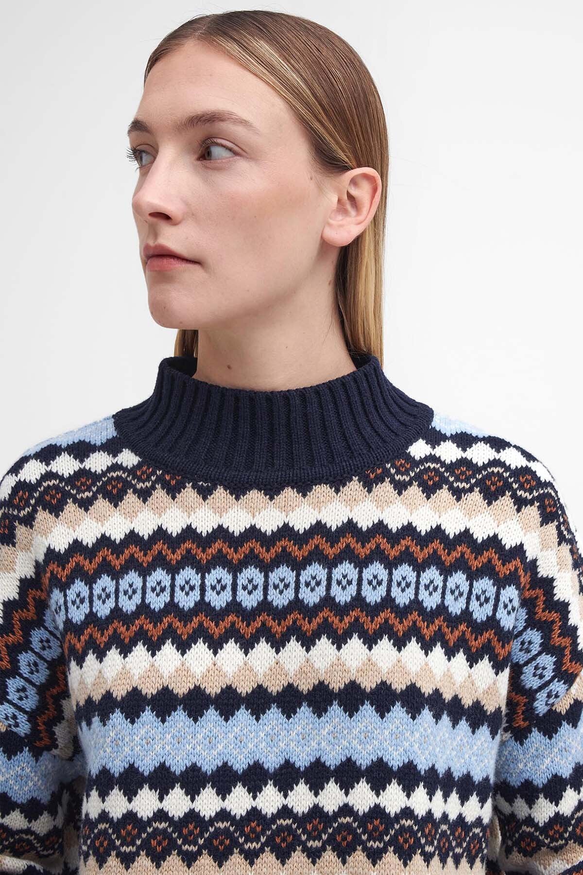 Larisa Fair Isle Pullover mit hohem Kragen