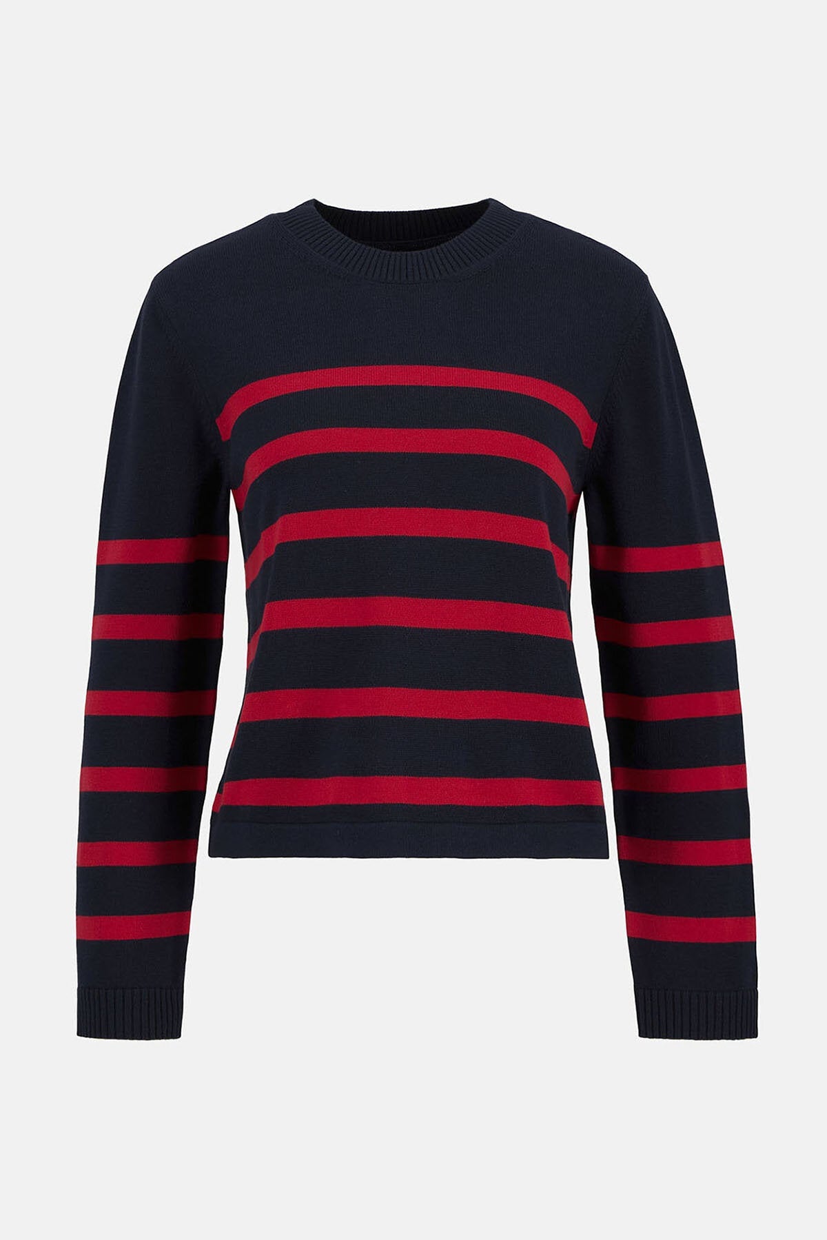 Fern Gestreifter Rundhals-Pullover