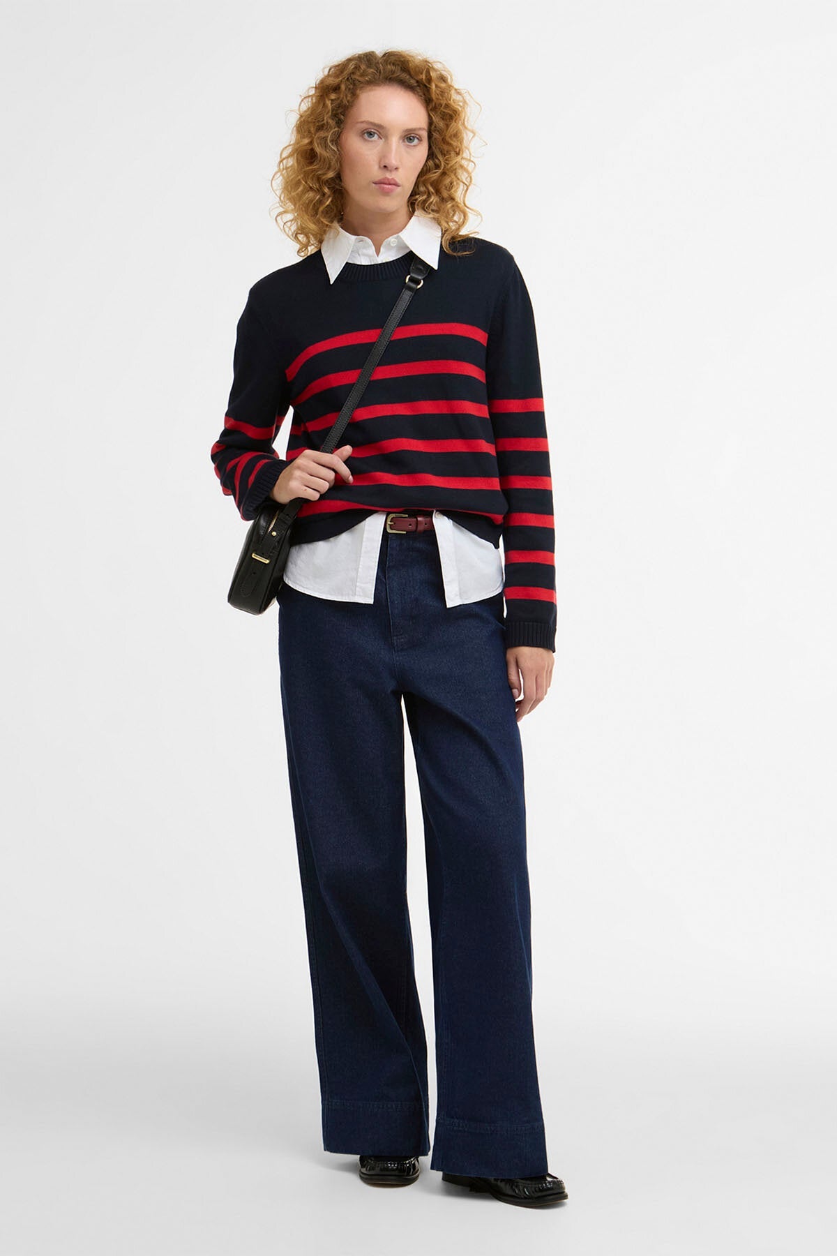 Fern Gestreifter Rundhals-Pullover