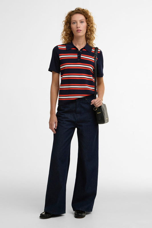 Launton Striped Knitted Polo Shirt