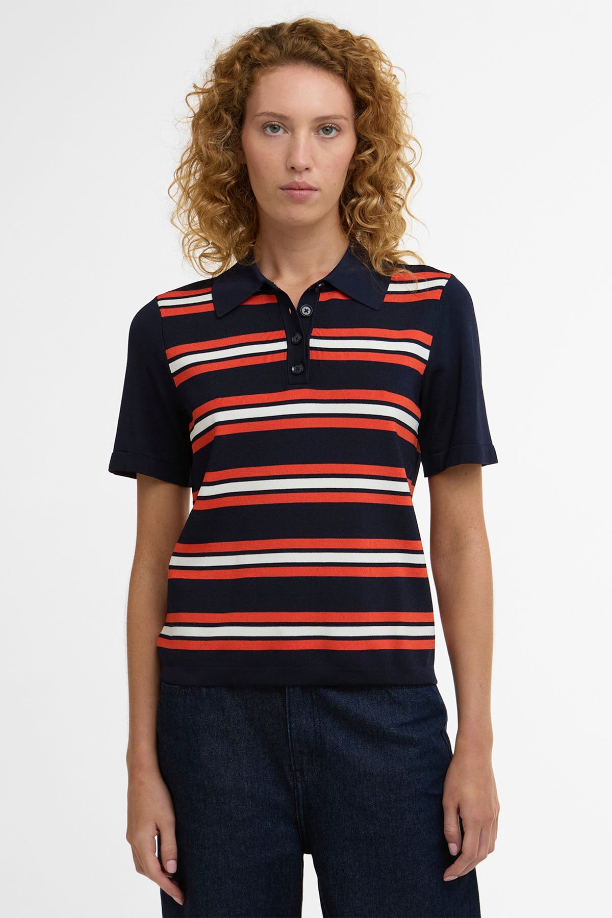 Launton Striped Knitted Polo Shirt