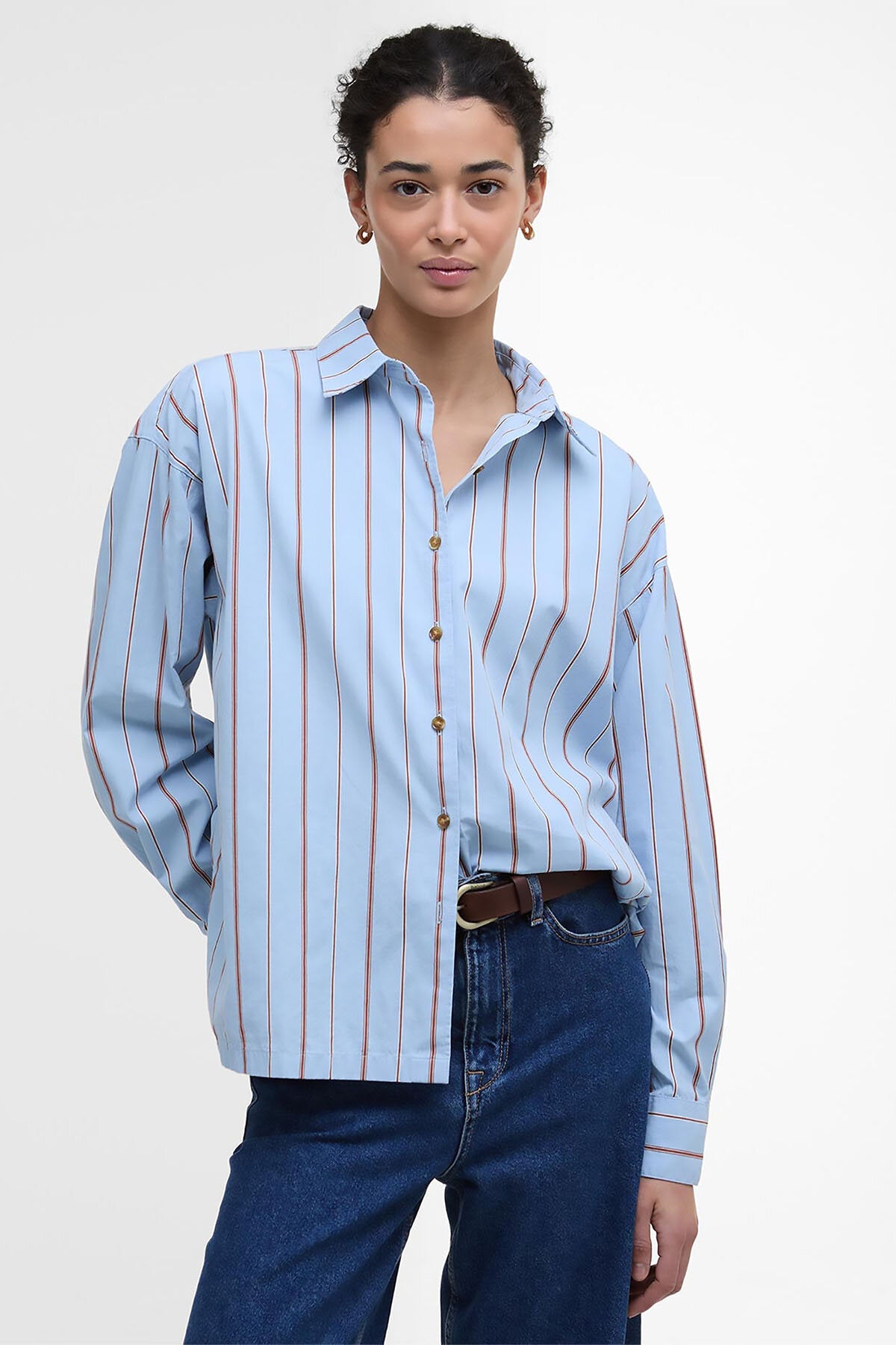 Safranfarbenes gestreiftes Relaxed-Shirt