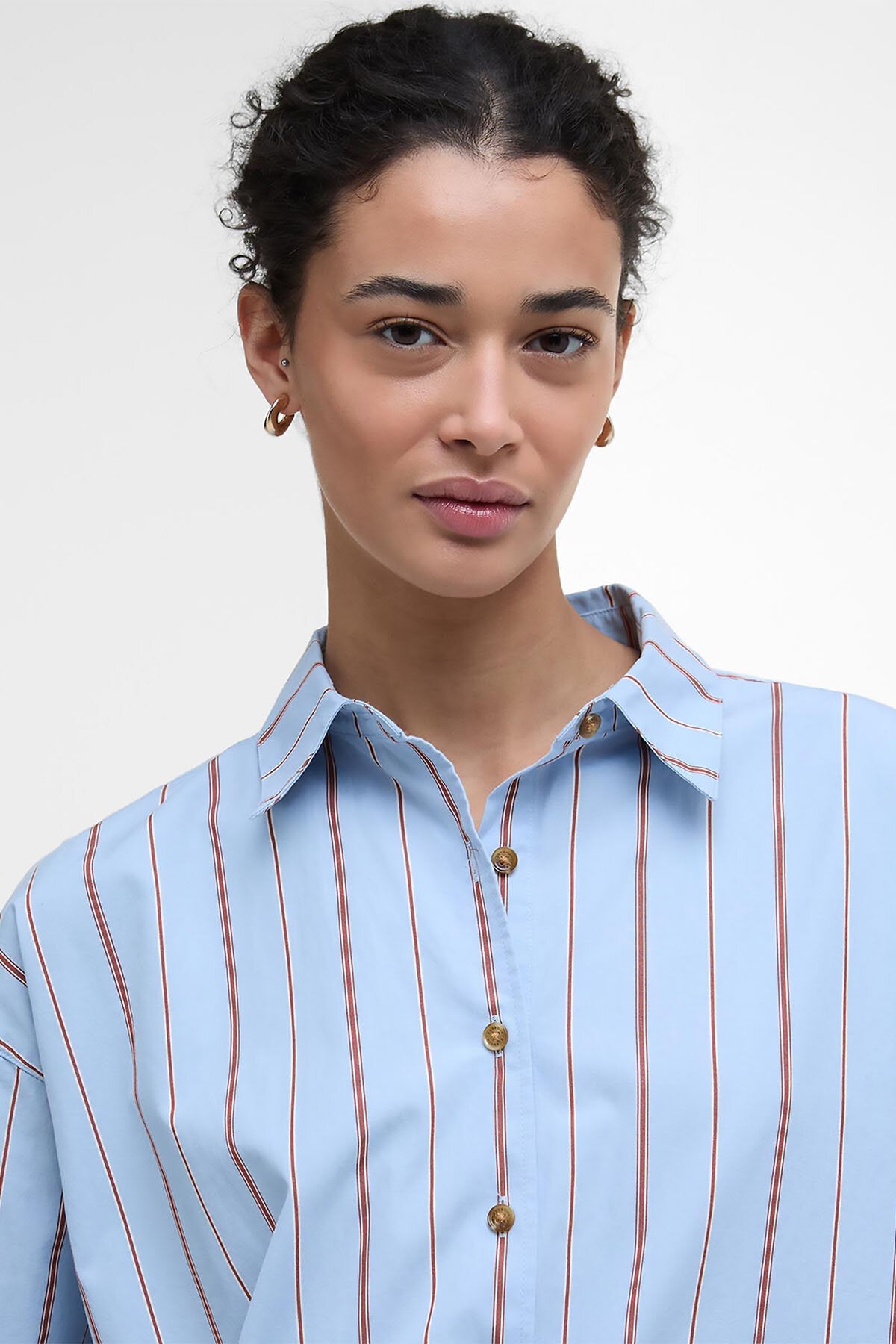 Safranfarbenes gestreiftes Relaxed-Shirt