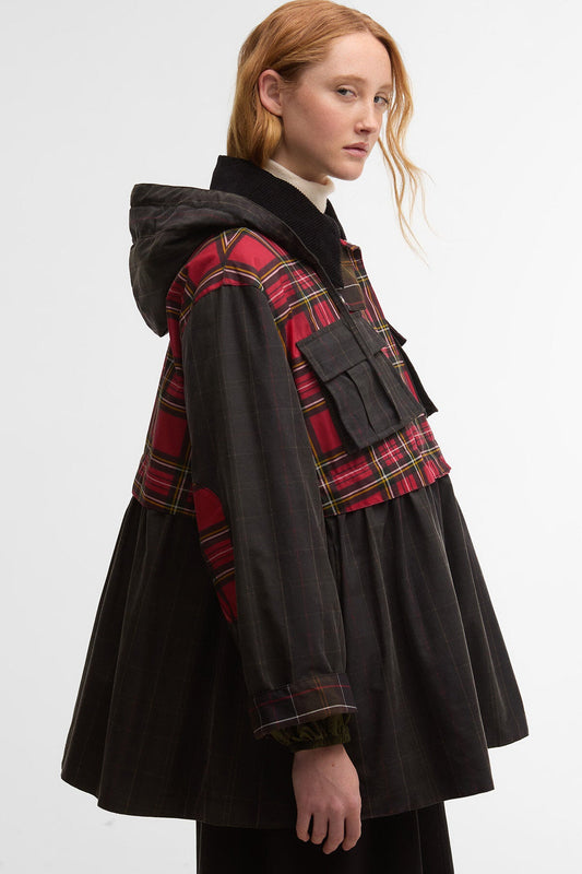 Tartan Peplum Waxed Jacket
