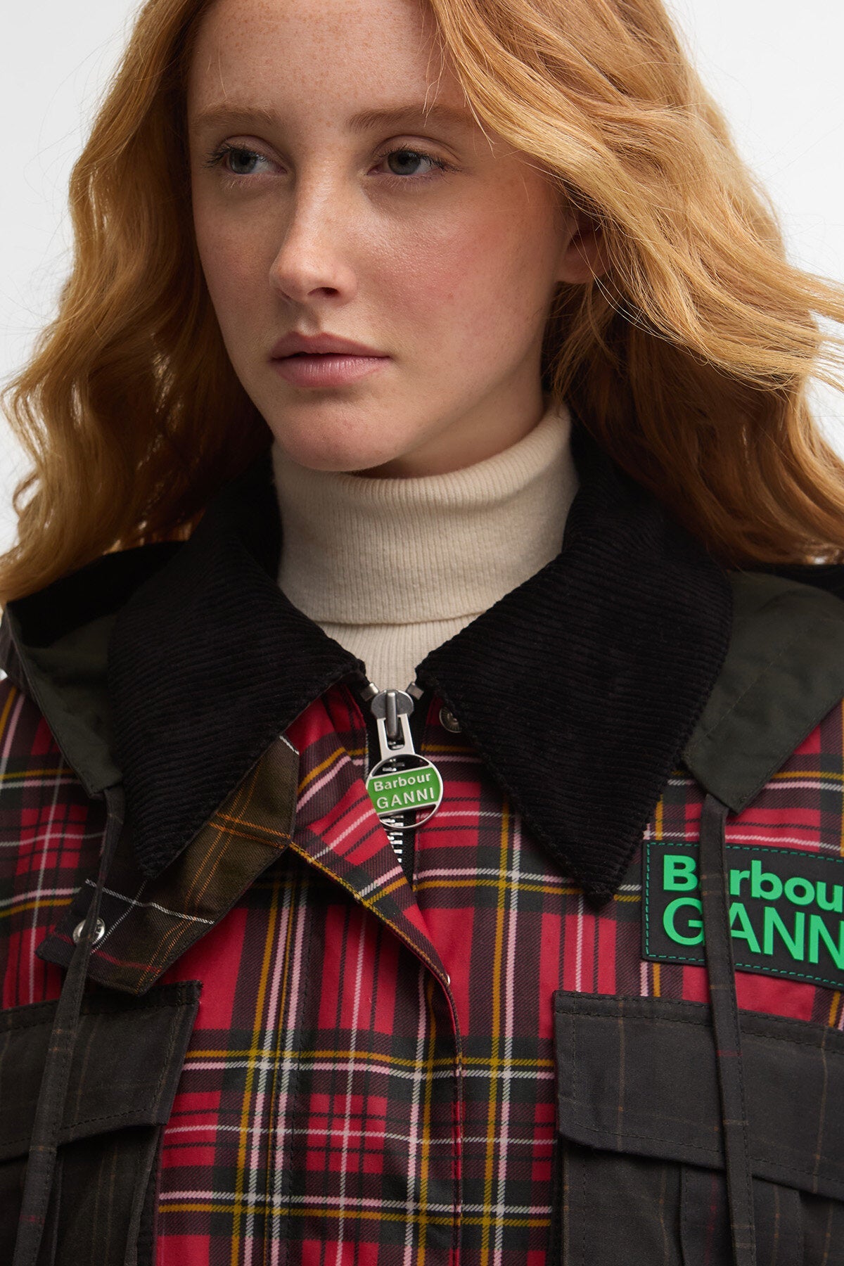 Tartan Peplum Waxed Jacket