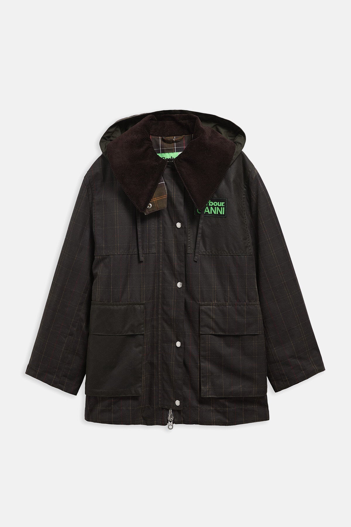 Tartan-Dufflecoat aus Wachsbaumwolle