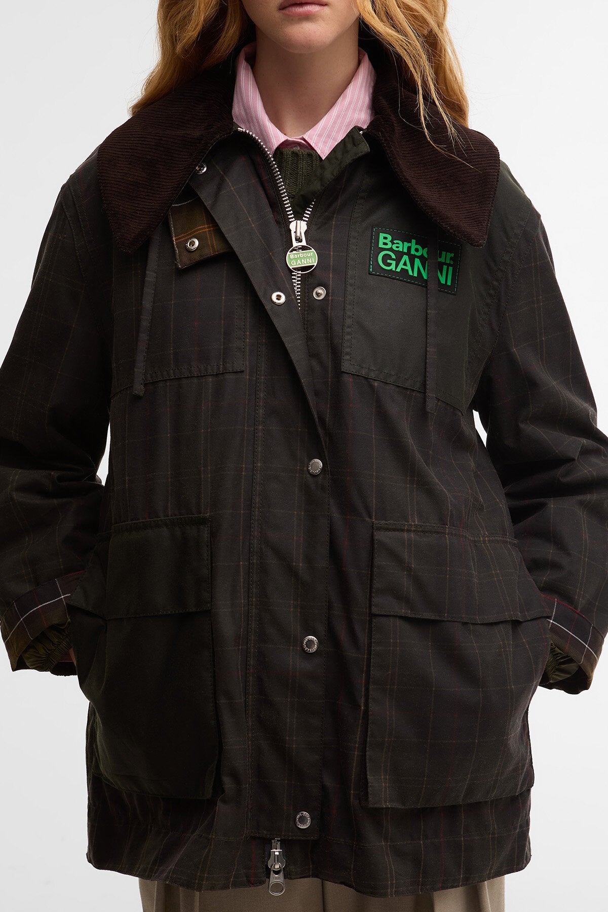 Tartan-Dufflecoat aus Wachsbaumwolle