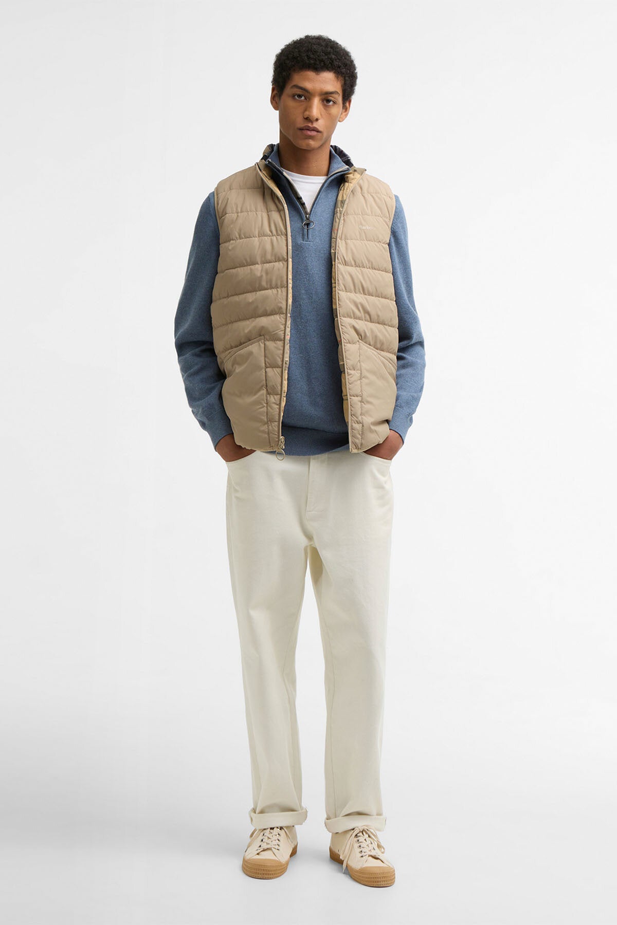 Wendbare karierte Puffer-Gilet