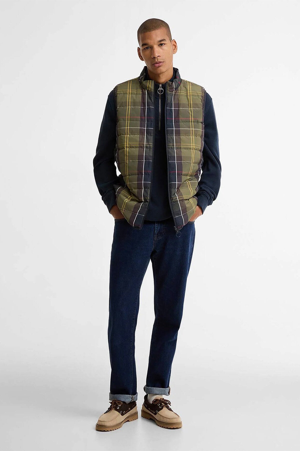 Wendbare karierte Puffer-Gilet