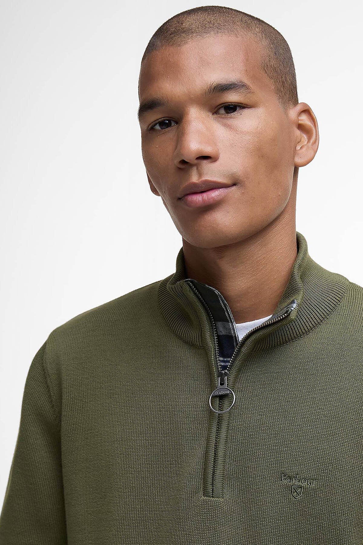 Cotton Half Zip Knitted Sweatshirt