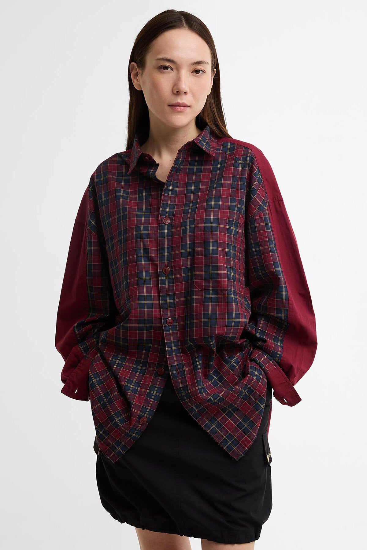 Split Pocket Long-Sleeved Tartan Shirt