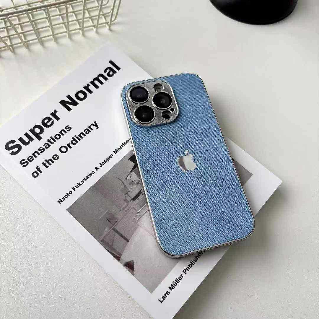 Hochwertige iPhone-Hülle mit feinem Loch-Galvanik-Denimmuster