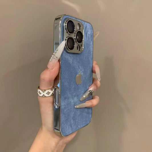 Hochwertige iPhone-Hülle mit feinem Loch-Galvanik-Denimmuster