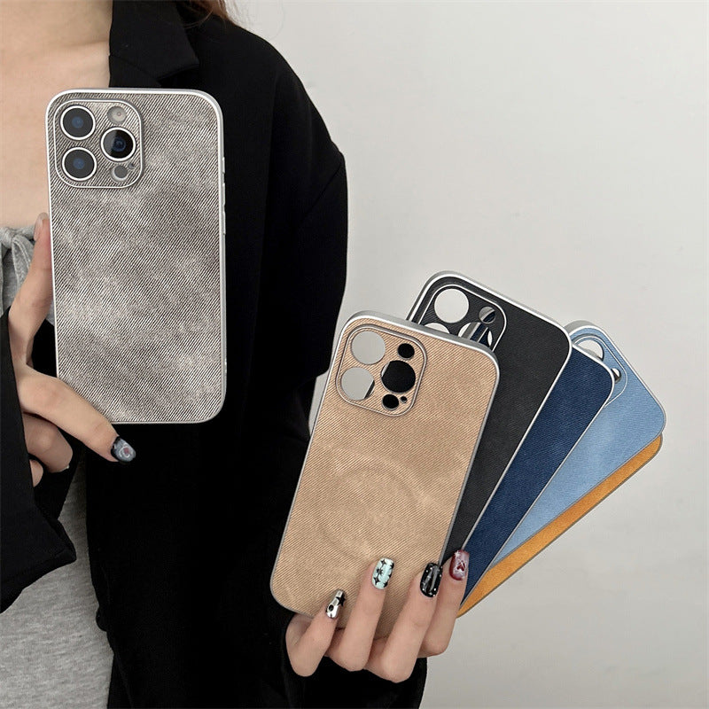 Hochwertige iPhone-Hülle mit feinem Loch-Galvanik-Denimmuster