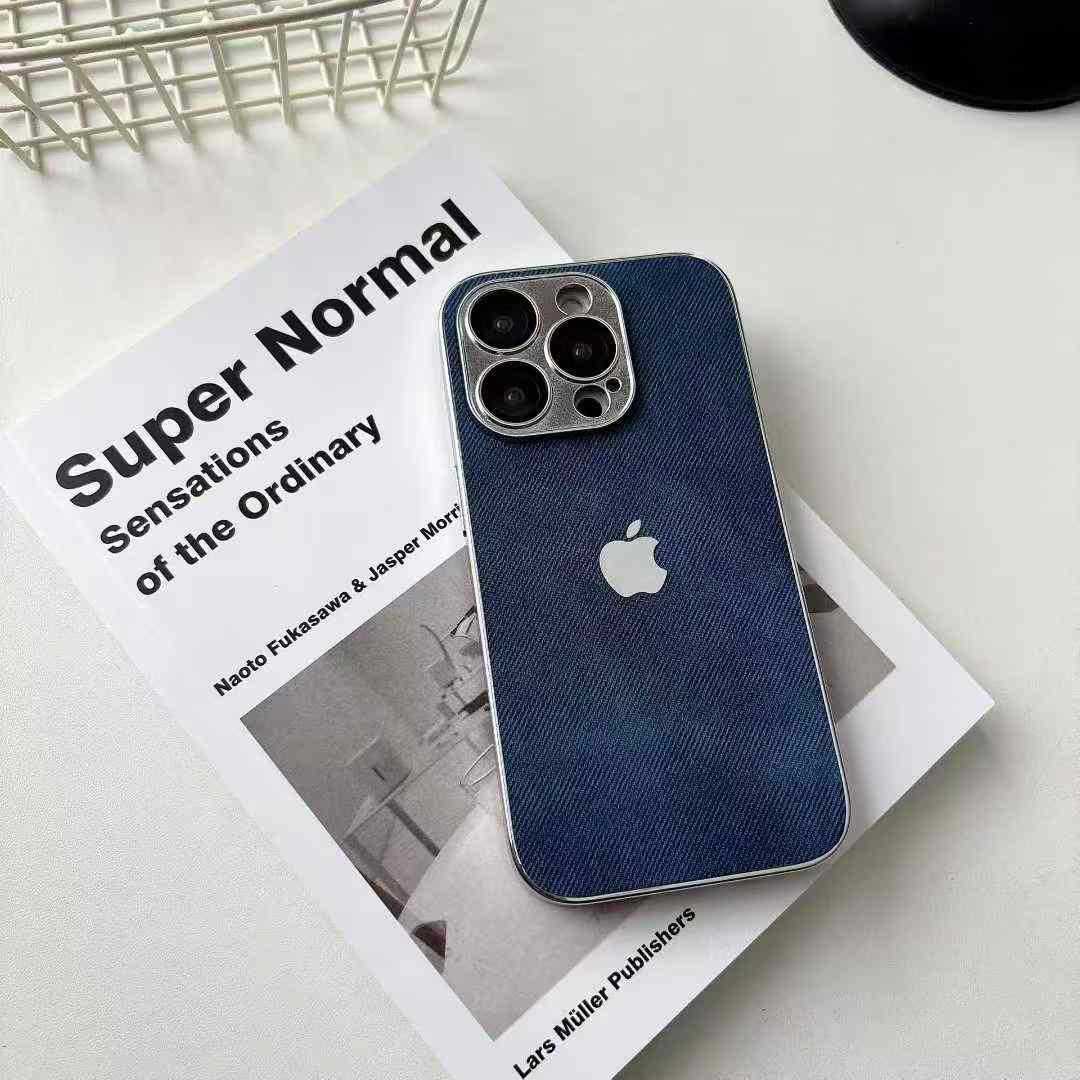Hochwertige iPhone-Hülle mit feinem Loch-Galvanik-Denimmuster