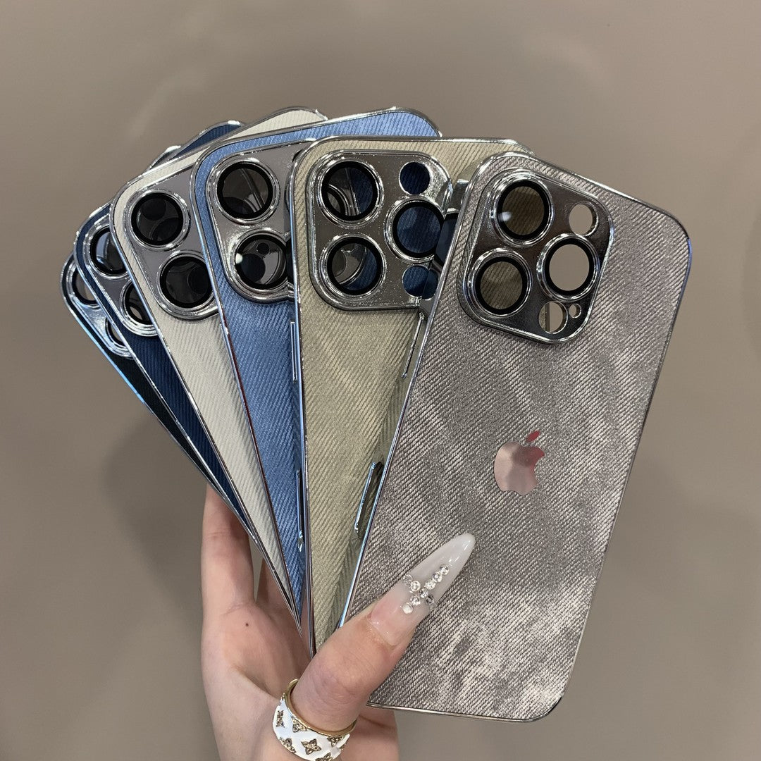 Hochwertige iPhone-Hülle mit feinem Loch-Galvanik-Denimmuster