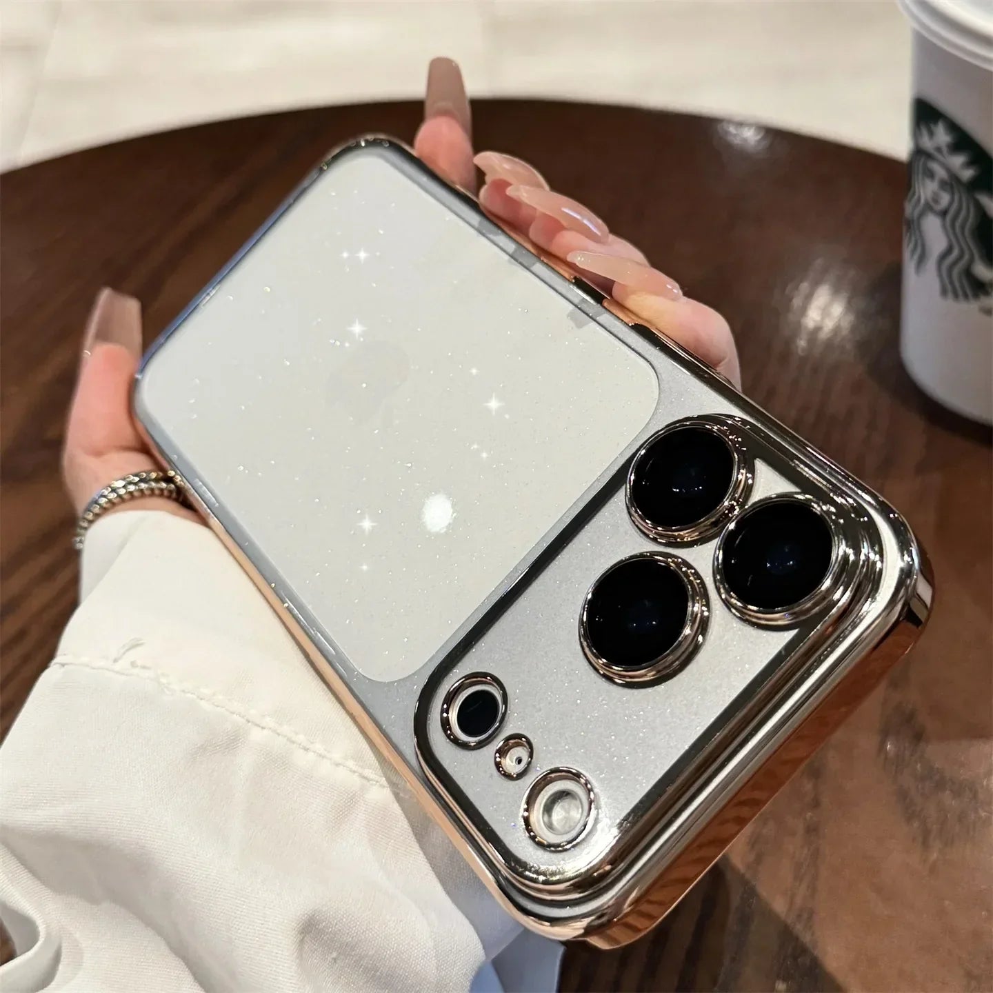 Luxuriöse Glitzer-Hartschalen-Klarhülle für iPhone 14 15 16 17