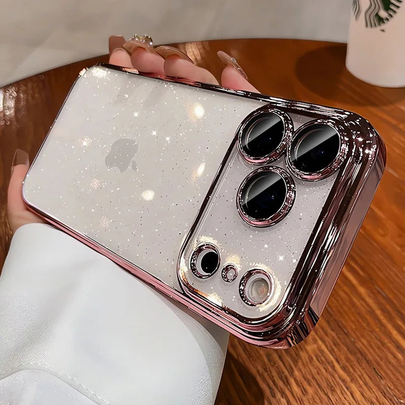 Luxuriöse Glitzer-Hartschalen-Klarhülle für iPhone 14 15 16 17