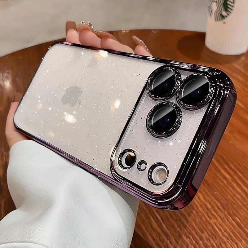 Luxuriöse Glitzer-Hartschalen-Klarhülle für iPhone 14 15 16 17