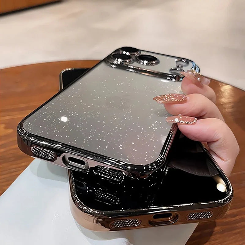 Luxuriöse Glitzer-Hartschalen-Klarhülle für iPhone 14 15 16 17