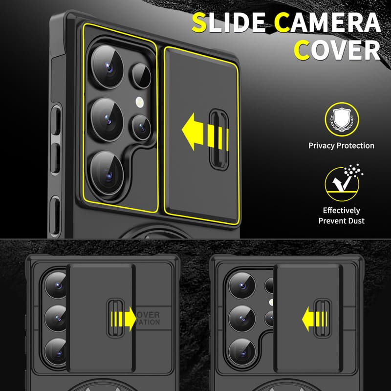Shockproof Magnetic Samsung Case with Camera Cover & Kickstand