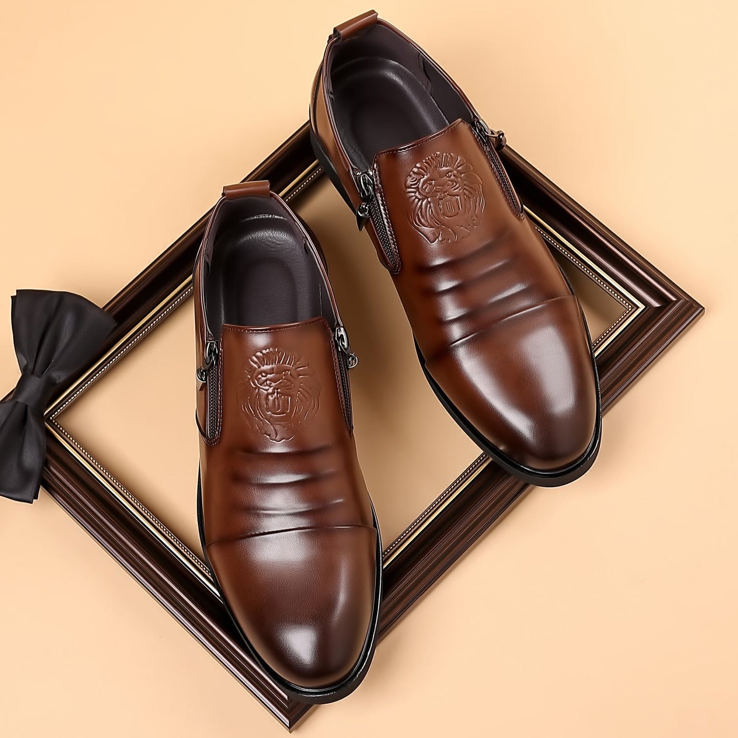 Italienische handgeprägtes Leder-Stiefeletten mit Reißverschluss
