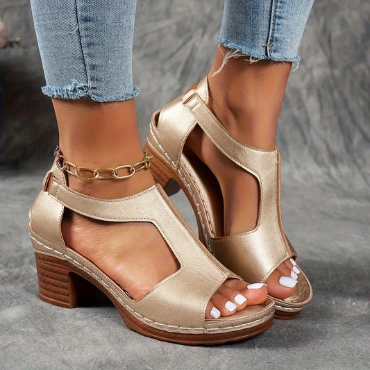 Women’s Chunky Heel Cutout Sandals
